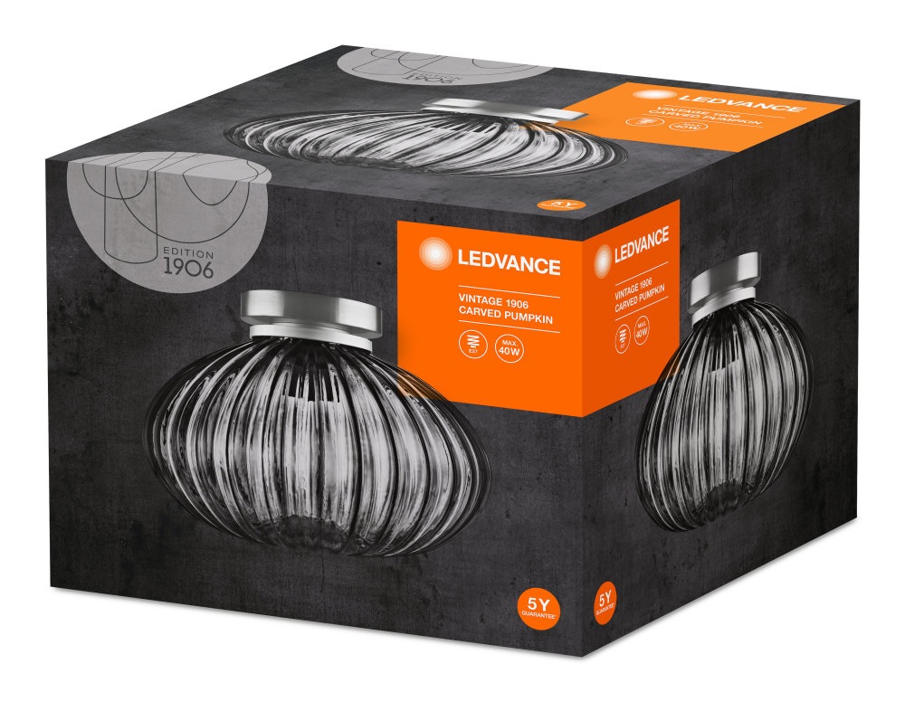 Ledvance Vintage 1906 Carved Pumpkin max. 60W/1xE27 füstüveg mennyezeti lámpa