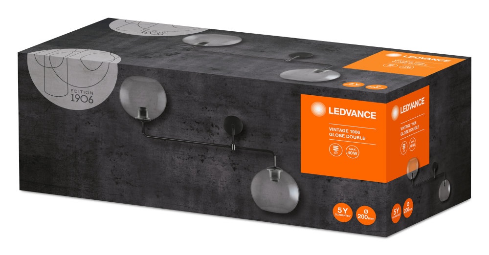 Ledvance Vintage 1906 Globe 200 mm/max. 60W/2xE27/80 cm hosszú/51,6cm magas fali/mennyezeti lámpa