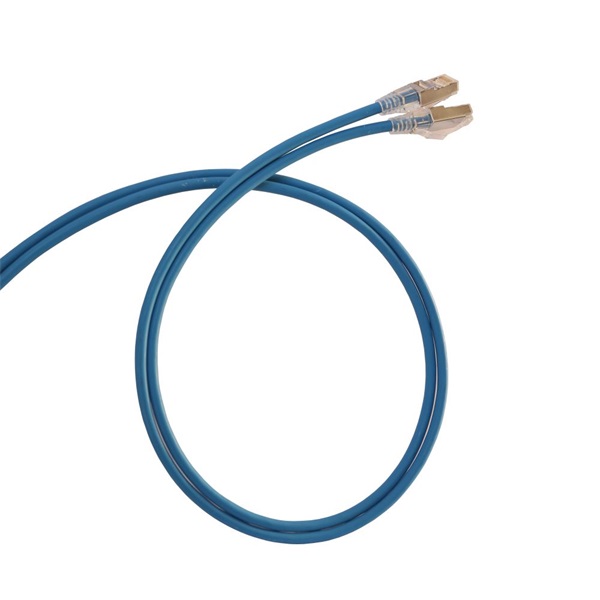 Legrand 051541 RJ45-RJ45 Cat6 árnyékolt (F/UTP) LSZH (LSOH) 1 méter kék d: 4,2mm AWG28 LCS3 patch kábel