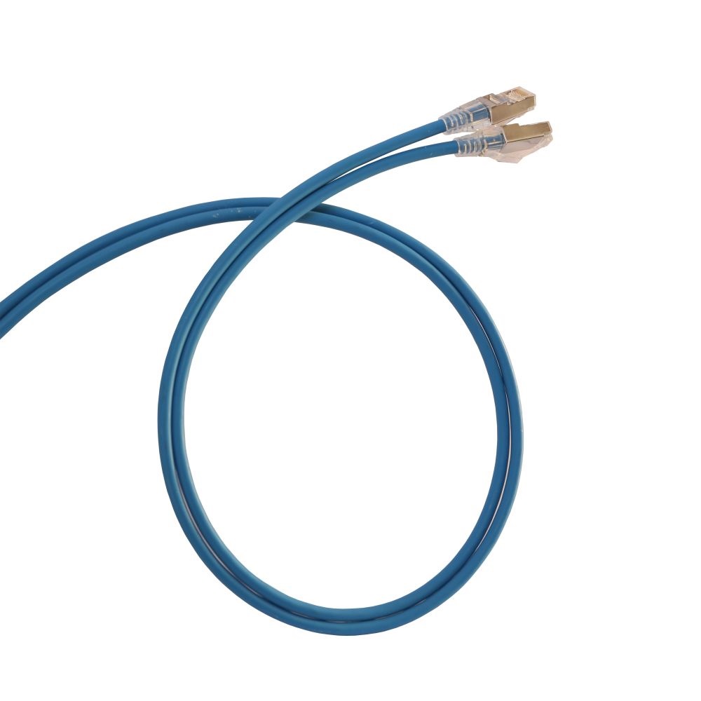 Legrand 051541 RJ45-RJ45 Cat6 árnyékolt (F/UTP) LSZH (LSOH) 1 méter kék d: 4,2mm AWG28 LCS3 patch kábel