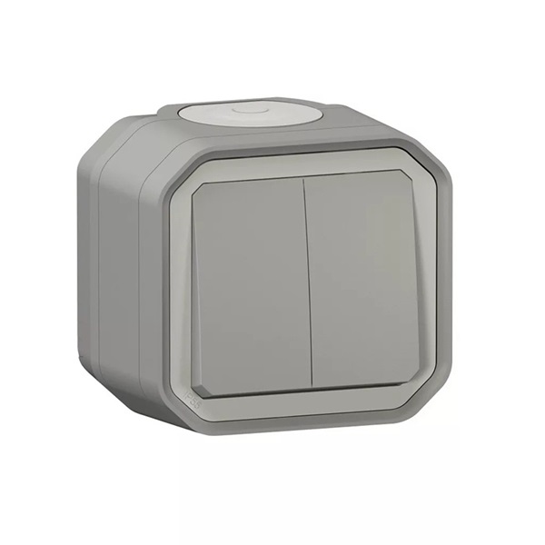 Legrand 069715L Plexo 55 falon kívüli kettős váltókapcsoló 10A, összeszerelt, szürke