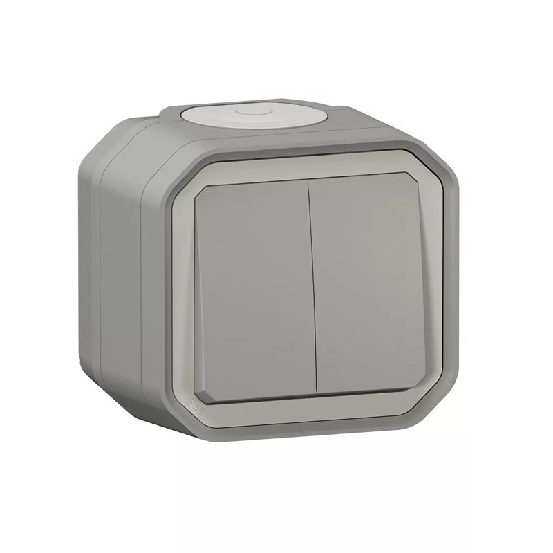 Legrand 069715L Plexo 55 falon kívüli kettős váltókapcsoló 10A, összeszerelt, szürke