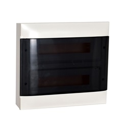 Legrand 137217 PractiboxS 650°C átlátszó füstszínű ajtóval védőföld/ 2sor 18modul falon kívüli kiselosztó