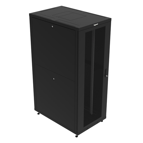Legrand 446807 19" 47U 800x1200x2189 szimpla perforált első és hátsó ajtós fekete szerver állószekrény Linkeo DC