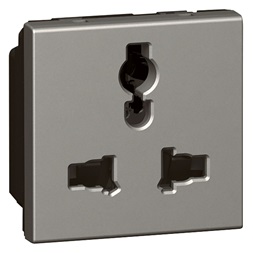 Legrand 572623 Arteor Multistandard socket 2P+E unswitched, shuttered, 2 modules, magnesium