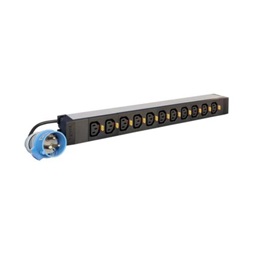 Legrand 646815 19"/1U PDU elosztósor 16A 12xC13 reteszelhető aljzat ipari-3P+N+F 3m csatlakozódugóval