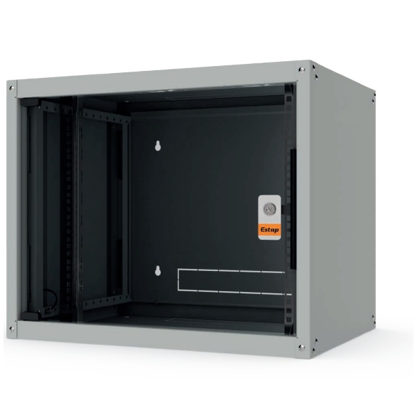 Legrand EVO4U6045 19" 4U SZÉL:600 MÉLY:450 MAG:270 szürke egyrészes, üvegajtós komplett fali rack szekrény Evoline