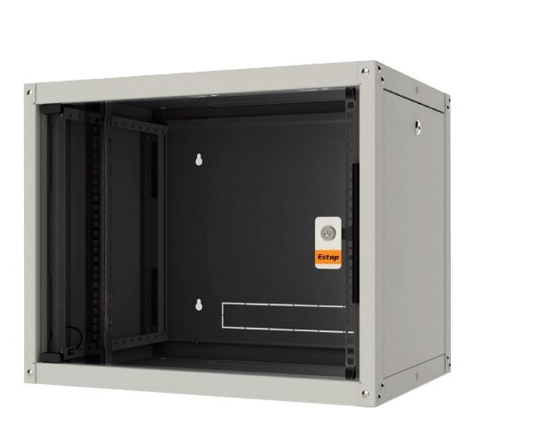 Legrand EVO9U6045P Evoline+ 19" 9U 600x450mm levehető oldallapos üvegajtós egyrészes fali rack szekrény