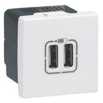 Legrand 077594 Program Mosaic 2400 mA 2 modulos fehér kettős USB töltő aljzat