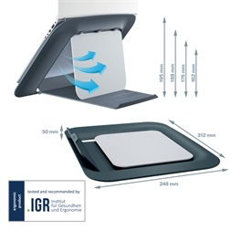 Leitz COSY Ergo 13"-17" bársony szürke laptop állvány