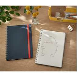 Leitz COSY Soft touch B5 bársony szürke kockás spirálfüzet