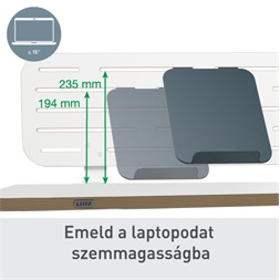 Leitz Ergo 80x25 cm fehér függőleges asztali rendszerező laptoptartóval