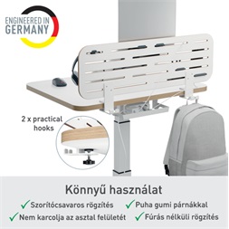 Leitz Ergo 80x25 cm fehér függőleges asztali rendszerező laptoptartóval