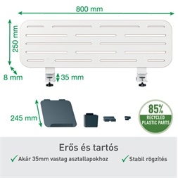 Leitz Ergo 80x25 cm fehér függőleges asztali rendszerező laptoptartóval