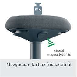 Leitz Ergo Active sötétszürke komfort ülőfelületű billenő ülőszék