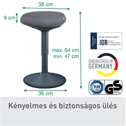 Leitz Ergo Active sötétszürke komfort ülőfelületű billenő ülőszék