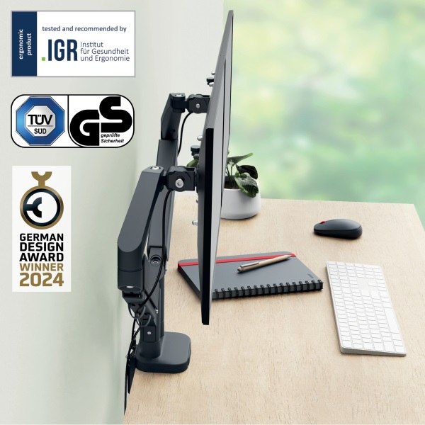 Leitz Ergo Dual  fekete helytakarékos monitorkar két monitorhoz