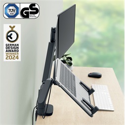 Leitz Ergo Dual sötétszürke helytakarékos monitor- és laptopkar