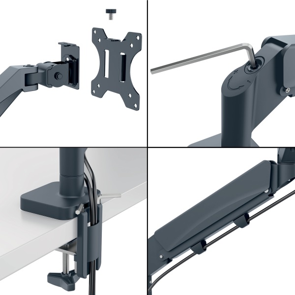 Leitz Ergo Dual sötétszürke helytakarékos monitor- és laptopkar