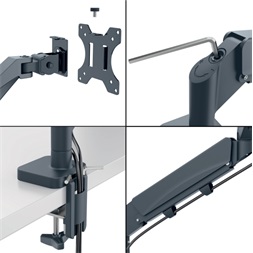 Leitz Ergo Dual sötétszürke helytakarékos monitor- és laptopkar