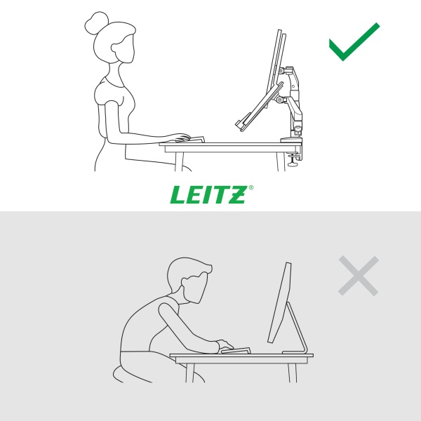 Leitz Ergo Dual sötétszürke helytakarékos monitor- és laptopkar