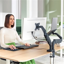 Leitz Ergo Dual sötétszürke helytakarékos monitor- és laptopkar