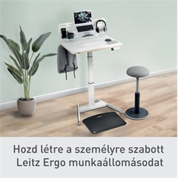 Leitz Ergo kisméretű fehér felállásra emlékeztetővel ellátott elektromos ülő-álló asztal