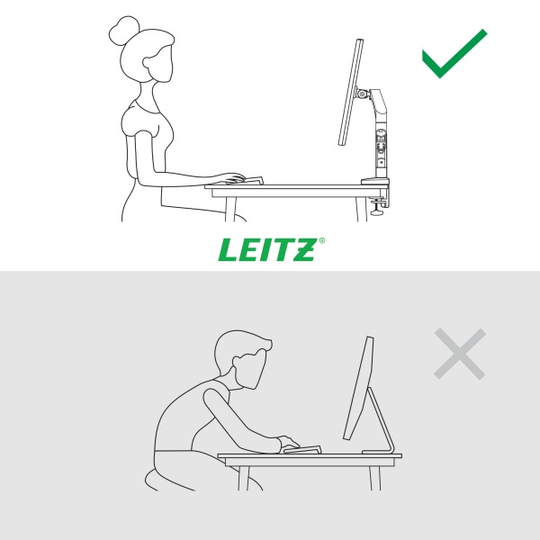 Leitz Ergo sötétszürke helytakarékos monitorkar