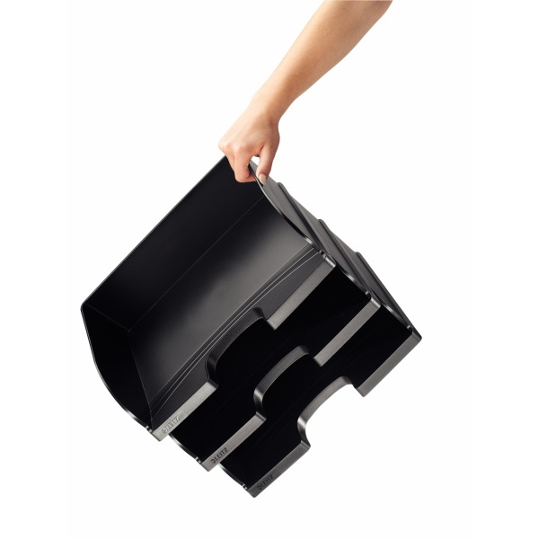 Leitz Plus Jumbo oldalt nyitot fekete irattálca