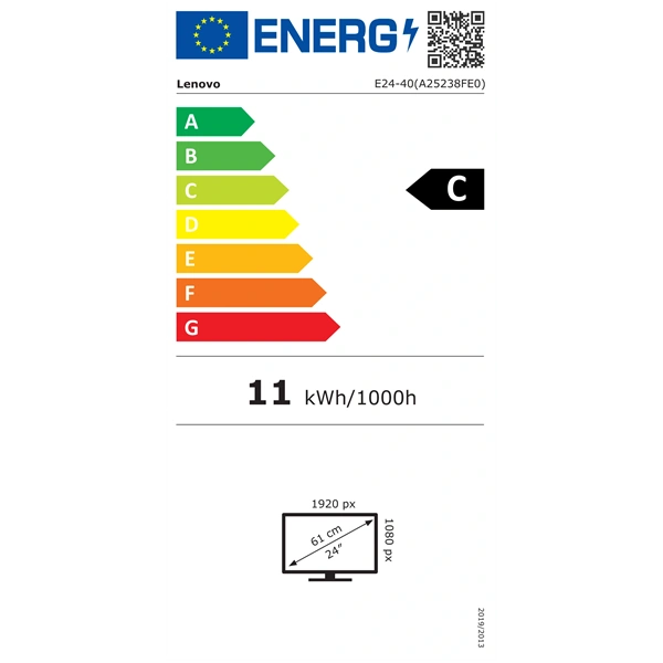 Lenovo 23,8" ThinkVision E24-40 FHD IPS DP/HDMI/VGA fekete monitor