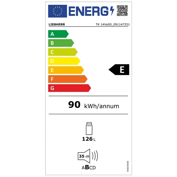 Liebherr TK 14Ve00 fehér, egyajtós, Hűtő:125L, hűtőszekrény