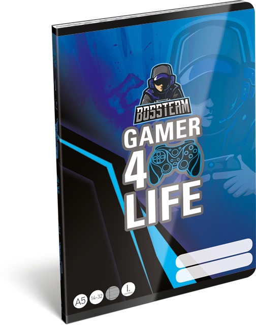 Lizzy Bossteam Gamer 4Life 22965301 FSC A5 14-32 tűzött vonalas füzet