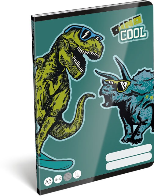 Lizzy Dino Cool 22966299 FSC A5 16-32 tűzött vonalas füzet