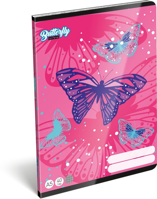Lizzy Lollipop Butterfly 22968615 FSC A5 40 lapos tűzött kockás füzet