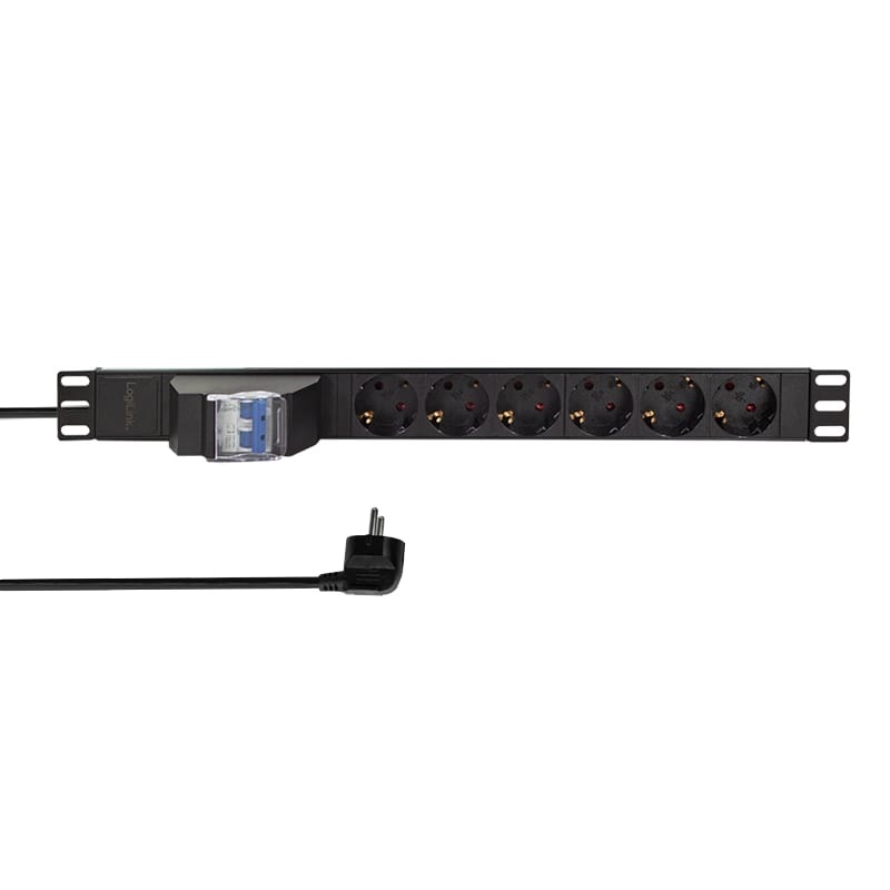 Logilink PDU6C02 19" PDU 6-utas, 2 pólusú megszakítóval