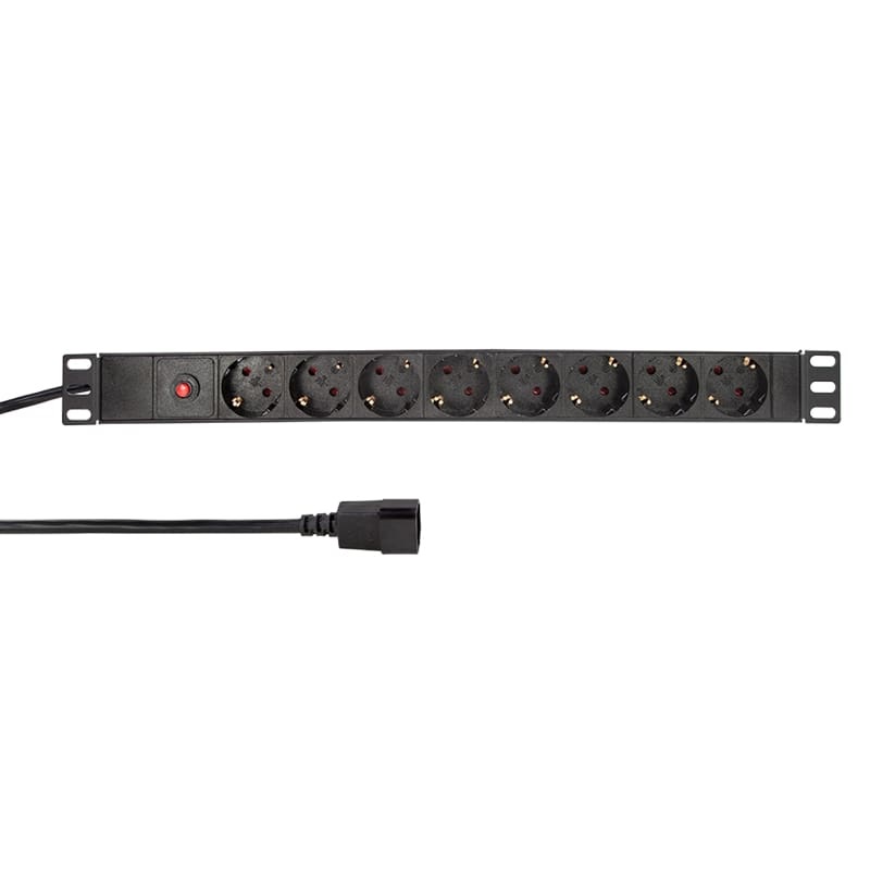 Logilink PDU8C03 19" PDU 8-utas német aljzat, IEC csatlakozóval és túlterhelés elleni védelemmel