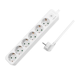 Logilink LPS247 Aljzat 6-os + kapcsoló, 6x CEE 7/3, 1,5 m, fehér