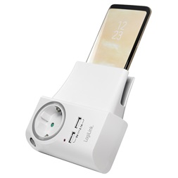 Logilink PA0165 Aljzatadapter telefontartóval, 1x CEE 7/3 + 2x USB-A