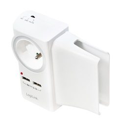 Logilink PA0166 Aljzatadapter telefontartóval, 1x CEE 7/5 (FR) + 2x USB-A