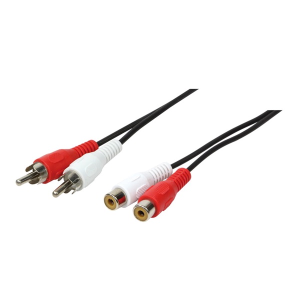 Logilink CA1037 Audiokábel, 2x RCA/M - 2x RCA/F, fekete, 5 m