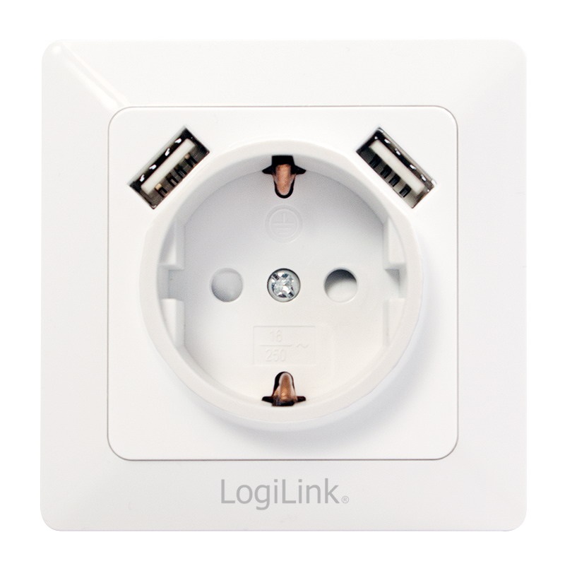 Logilink PA0162 Fali aljzat, 1x CEE 7/3, 2x USB-A