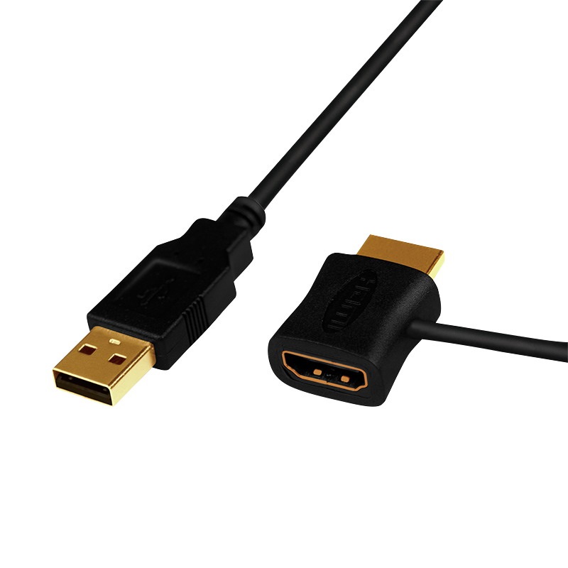 Logilink CH0081 HDMI hálózati adapter, USB-A/M - HDMI-A/M + HDMI-A/F, 0,15 m