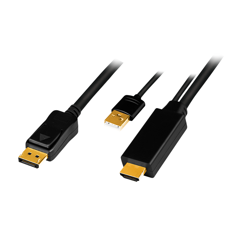 Logilink CH0090 HDMI-kábel, A/M + USB-A/M-DP/M, UHD 4K/30 Hz,1 m