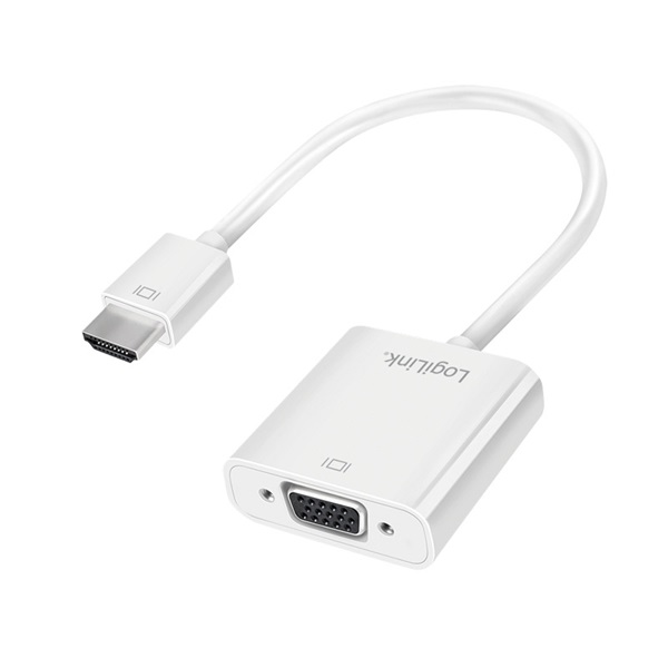 Logilink CV0150 HDMI kábeladapter, A/M - VGA/F + 3,5 mm + USB, 1080p, fehér, 0,15 m