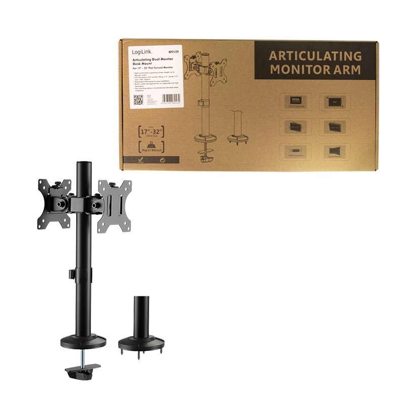 Logilink BP0109 Kettős monitortartó, 17 32", acél