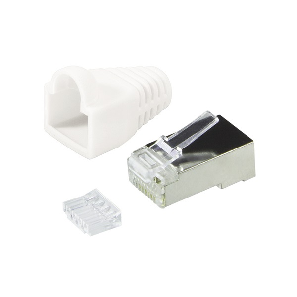 Logilink MP0022W RJ45 moduláris csatlakozó, Cat.6, árnyékolt, fehér tartó, 100 db