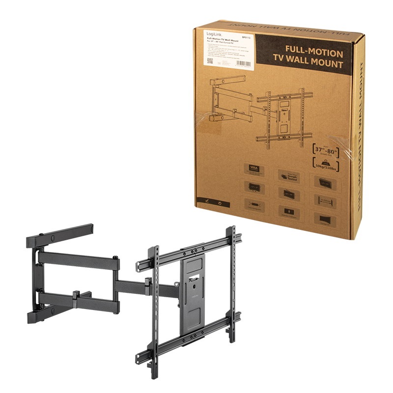 Logilink BP0113 TV fali tartó, 37-80", dönthető, forgatható, max. 50 kg