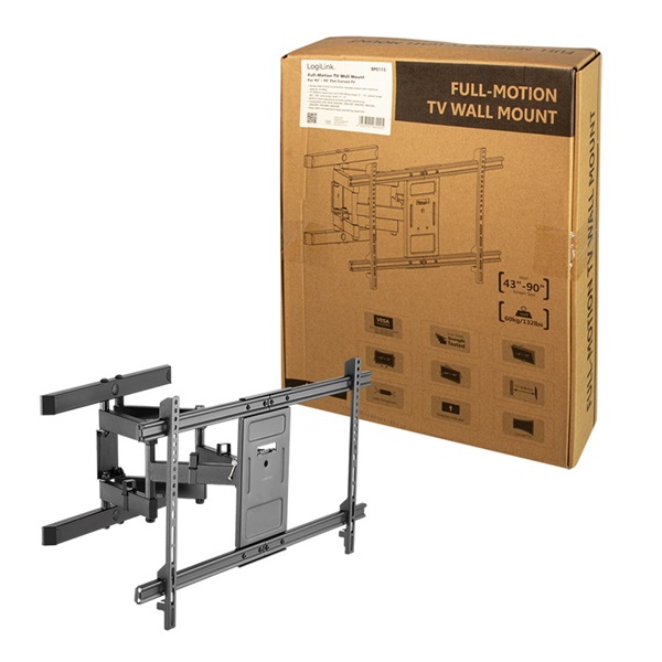 Logilink BP0115 TV fali tartó, 43-90", dönthető, forgatható, max. 60 kg