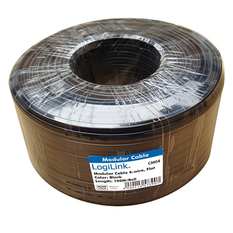 Logilink CM04 Telefon kábel, lapos, 4 eres, CCA, 6x 0,12 mm, 100 m