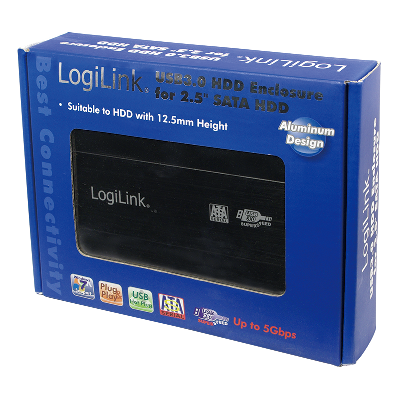 LogiLink UA0106 Szuper sebességű USB 3.0-ás alumínum HDD ház 2.5”-os SATA HDD-hez
